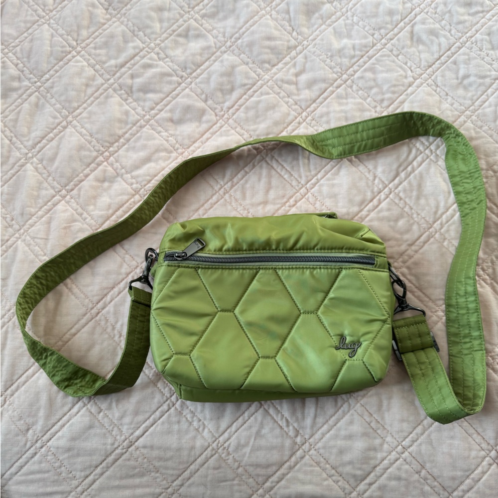 Lug Green Quilted Crossbody Bag - Lightweight Everyday Shoulder Bag